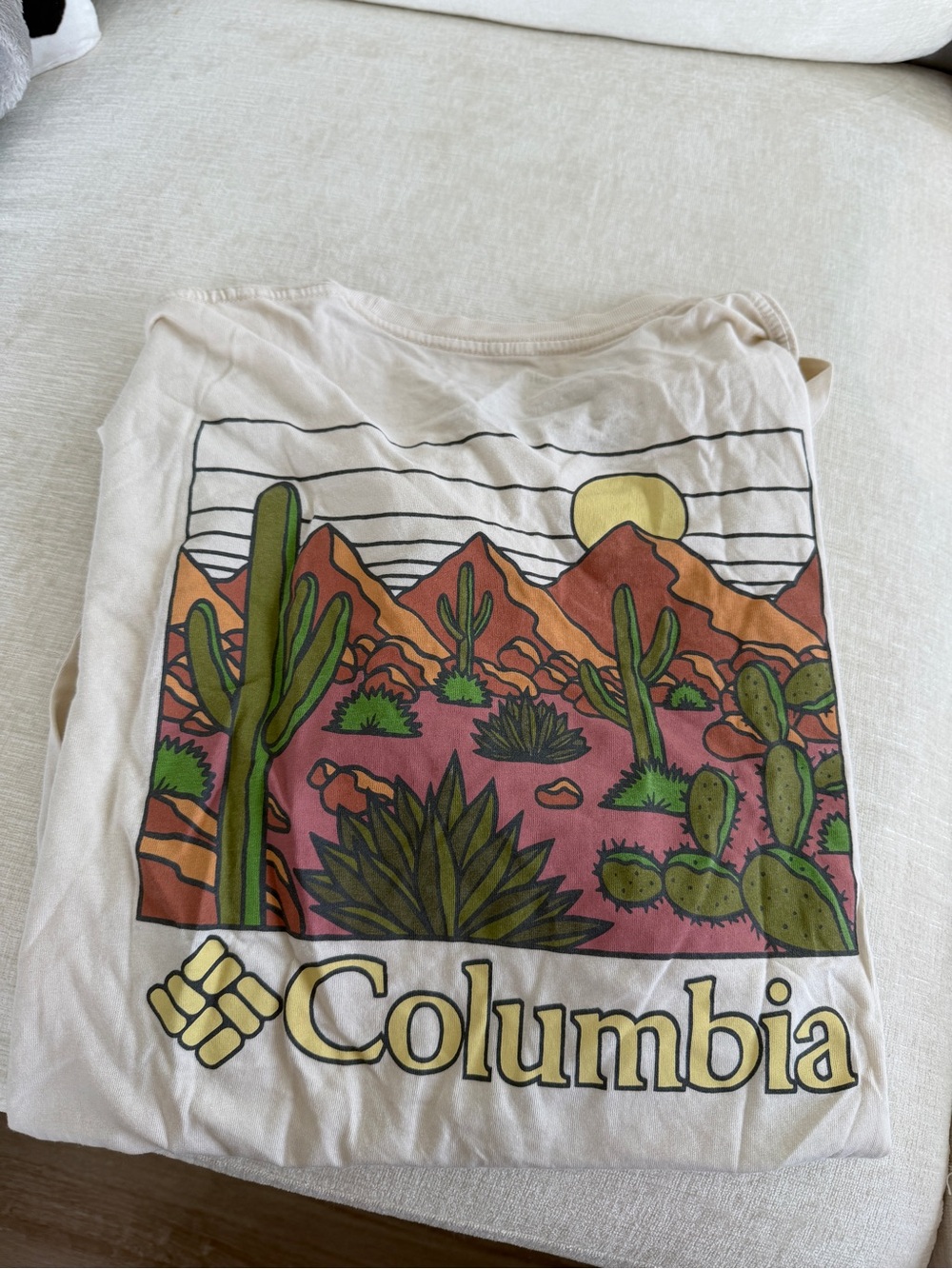 Columbia Cream Tee with Green & Rust Desert Graphic
